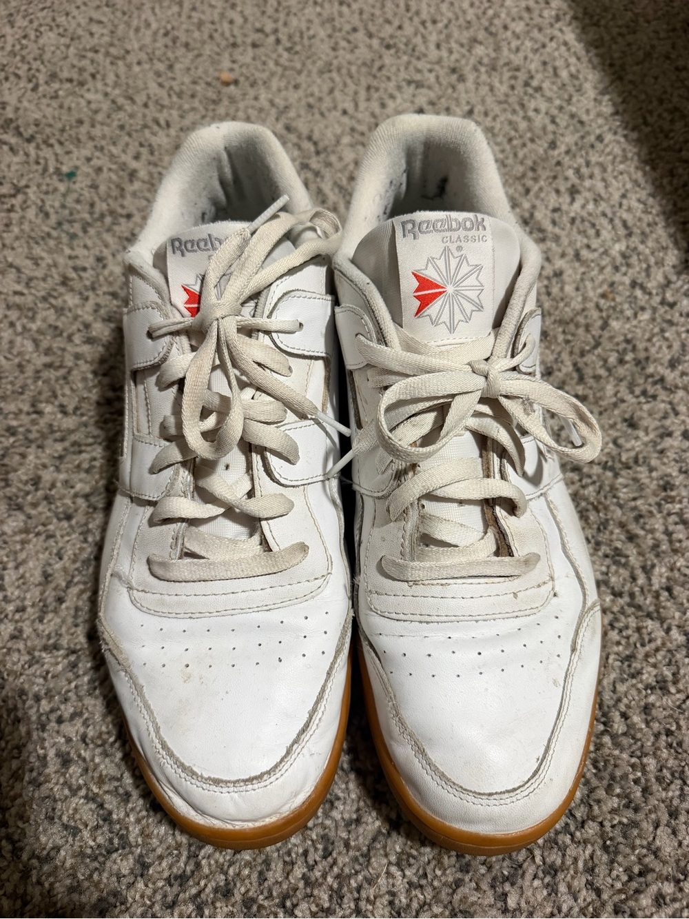 Reebok Classic Men's White Leather Sneakers with Gum Outsole